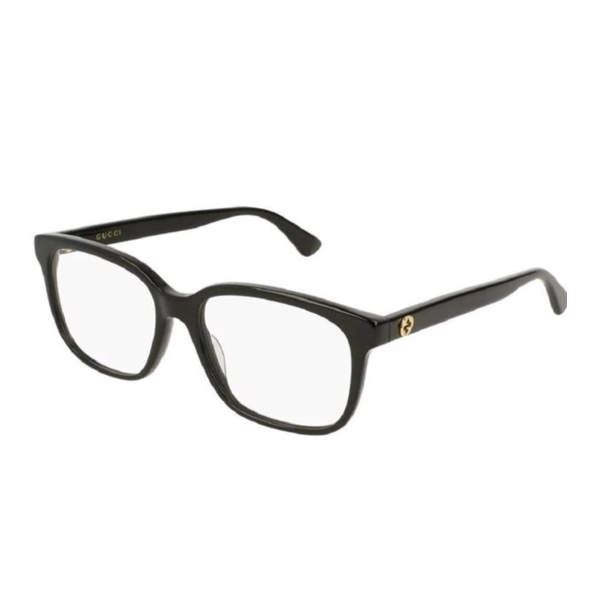 Gucci Eyeglasses GG0330O 001 53-17 145 Black Rectangular Frames W/gold Logos - Frame: Black, Lens: