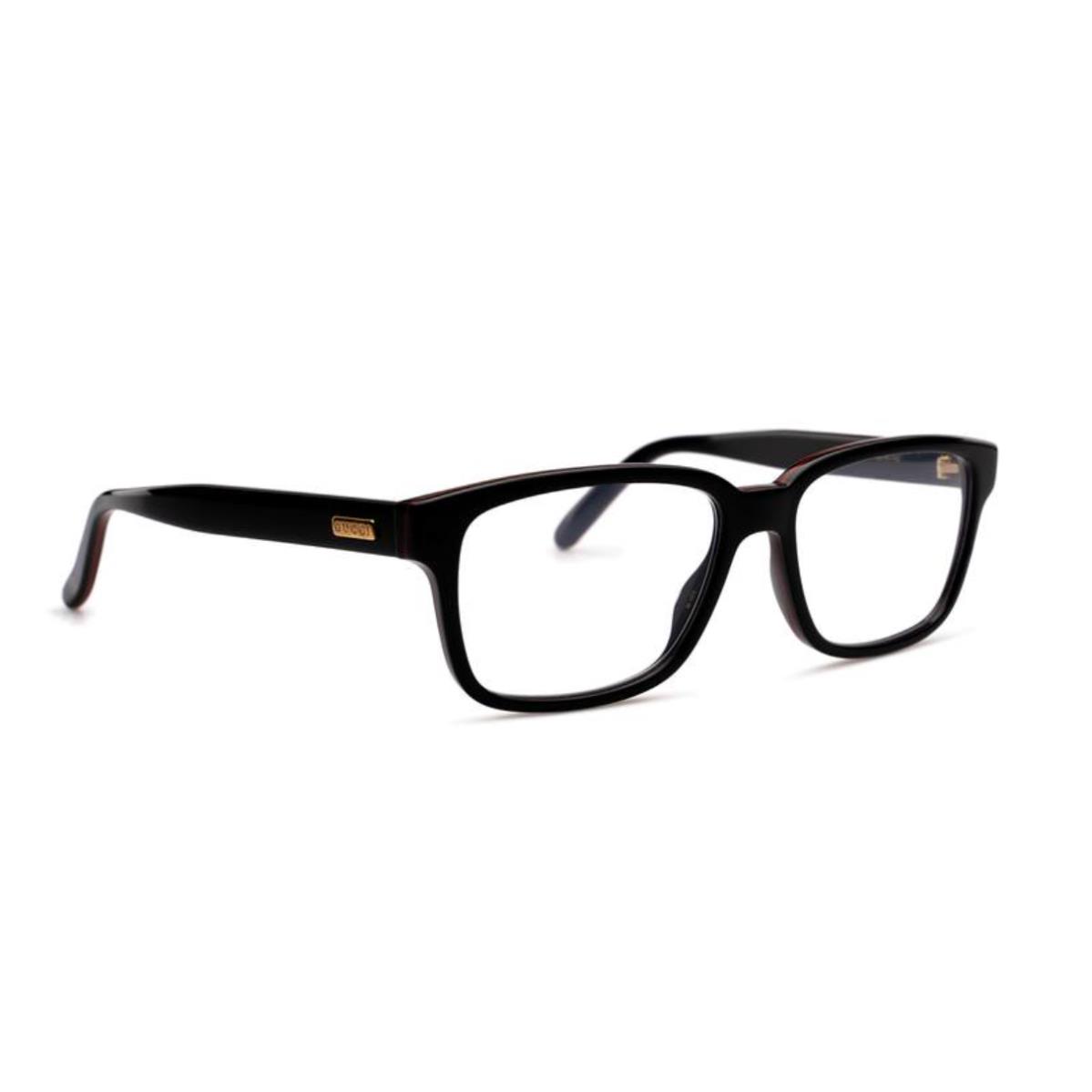 Gucci Eyeglasses GG0272O 001 53-16 145 Black Rectangular Frames W/gold Logos - Frame: Black & Red, Lens: