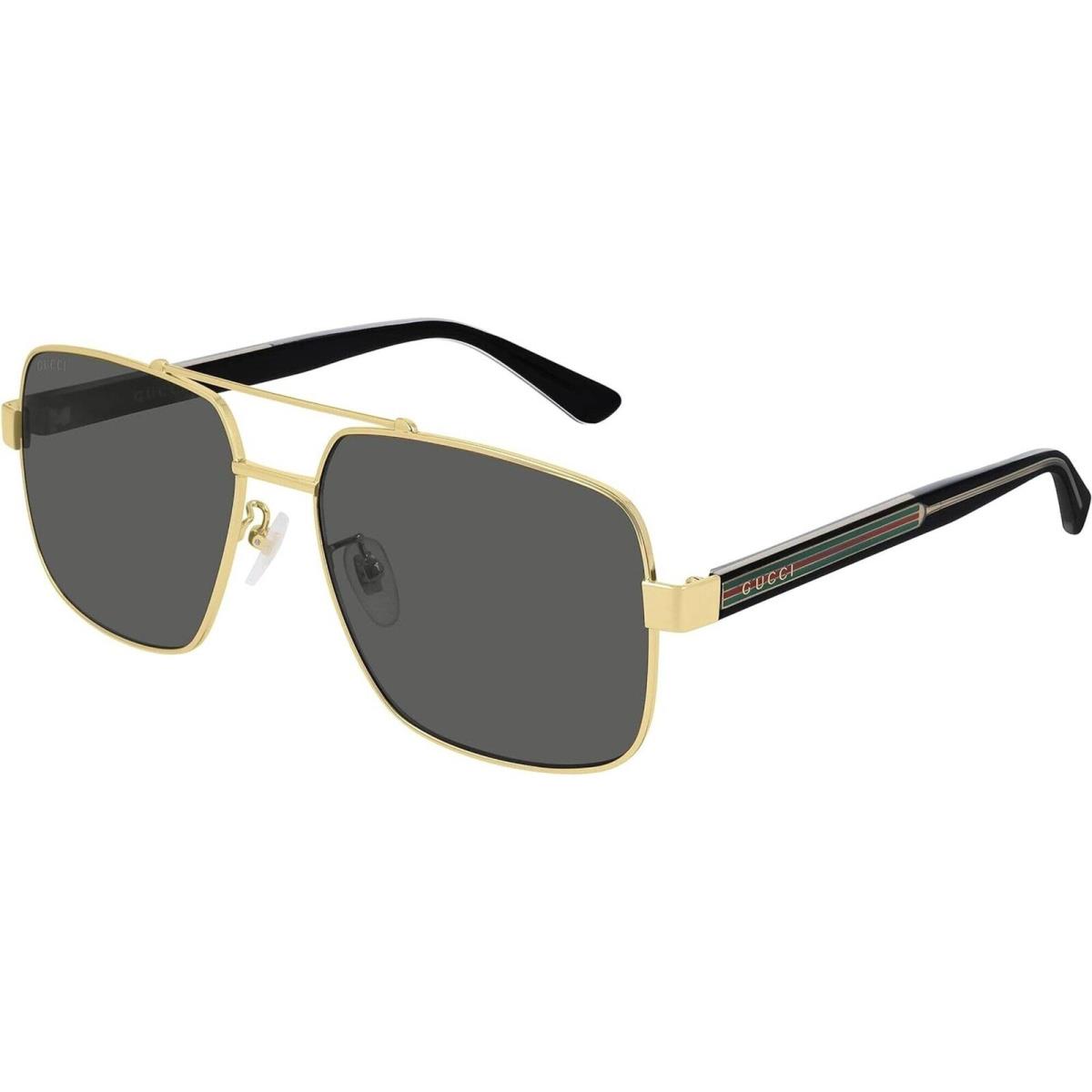 Gucci Men`s Sunglasses Gold Metal Aviator Full Rim Frame Grey Lens GG0529S 001