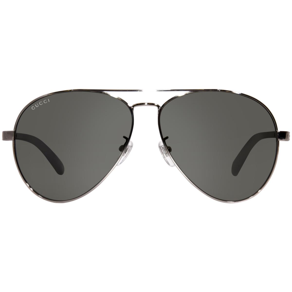 Gucci GG1288SA 001 Sunglasses Men`s Gunmetal/black/grey Lenses Pilot Shape 61mm