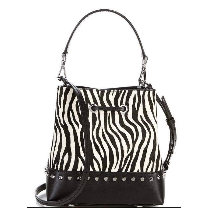 Michael Kors Mercer Gallery Small Convertible Bucket Shoulder Zebra Stripe Bag
