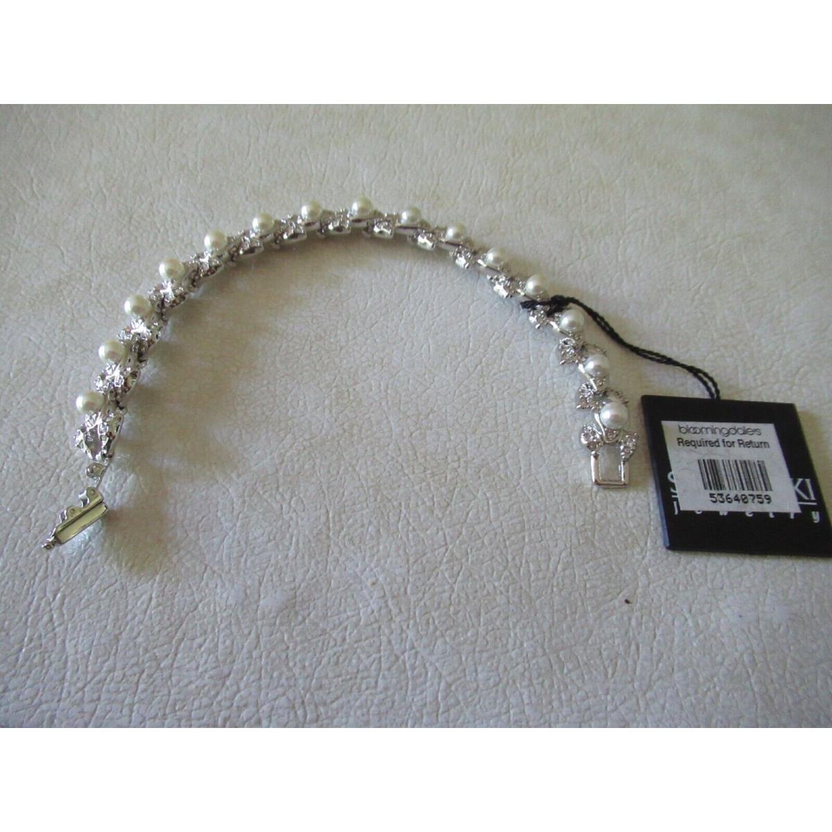 Swarovski Silver Plated Crystal Pearl Hook In Clasp Bracelet