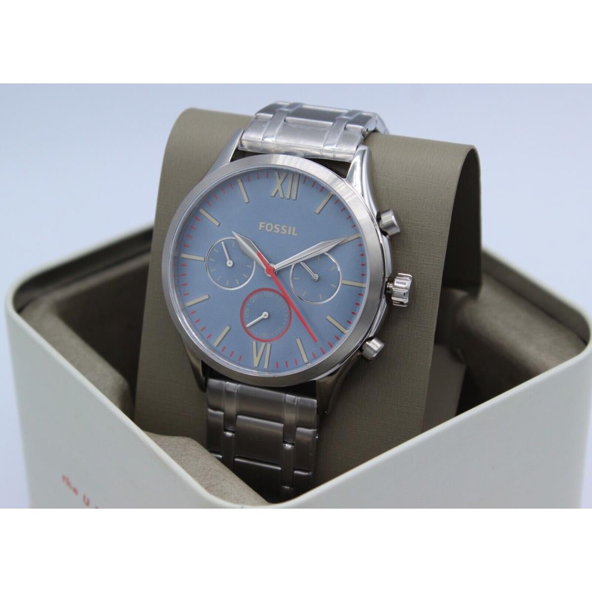 Fossil Fenmore Midsize Chronograph Blue Silver BQ2761 Men`s Watch