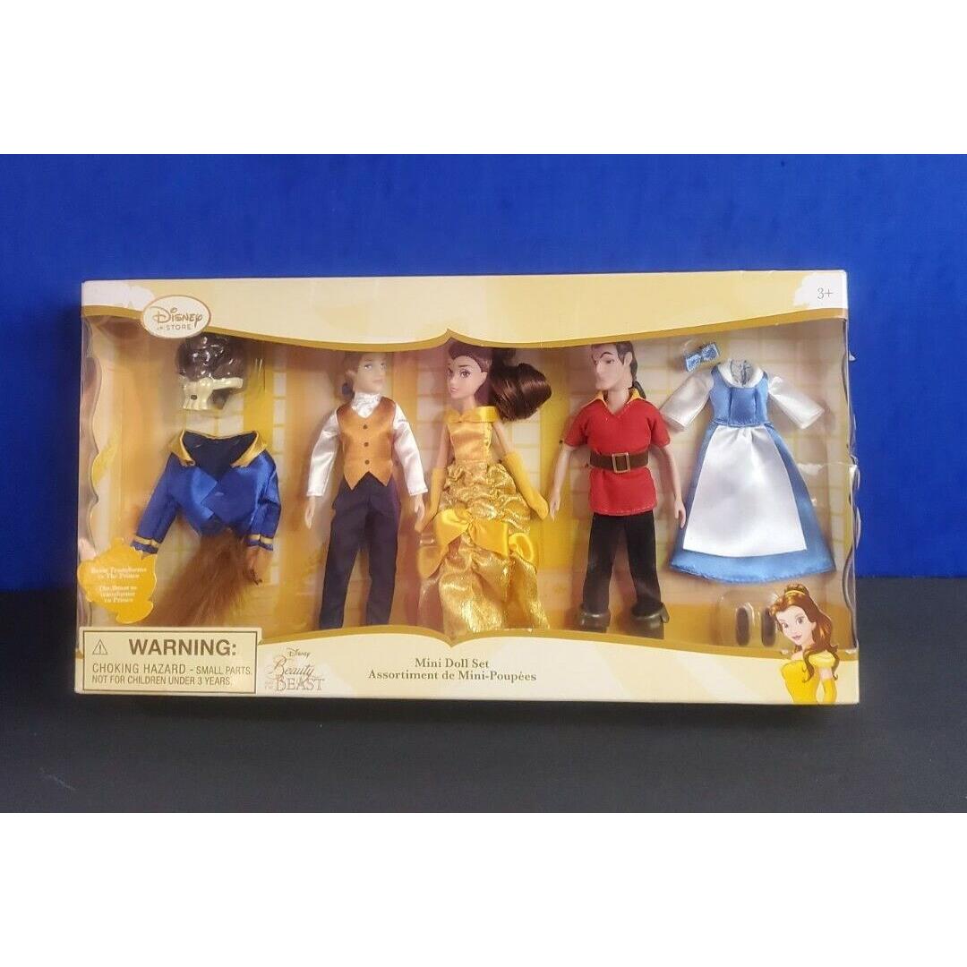 Disney Store Beauty The Beast Mini Belle Prince/best Gaston Doll Set Retired