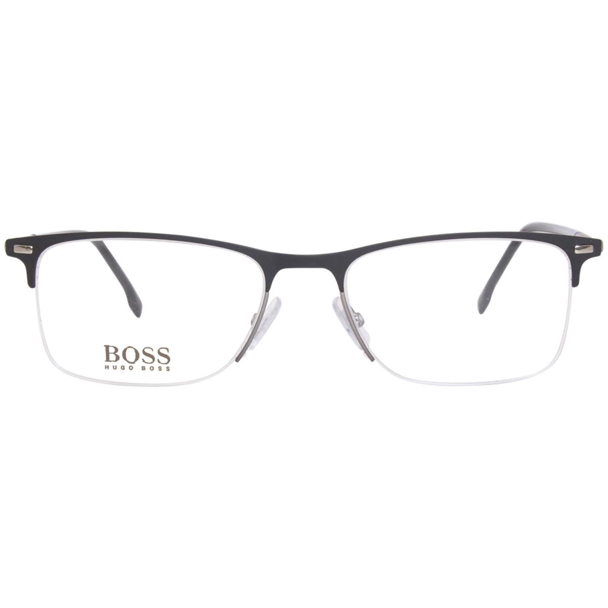 Hugo Boss 1230/U 003 Eyeglasses Men`s Matte Black Semi Rim Rectangle Shape 57mm