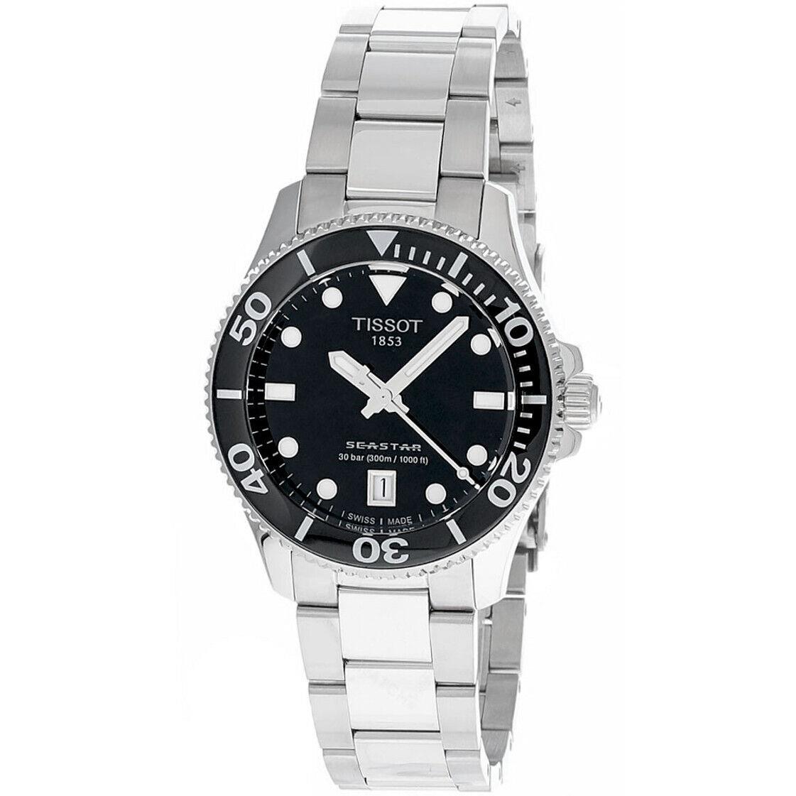 Tissot Seastar 1000 36MM Black Dial SS Unisex Watch T120.210.11.051.00 - Black Dial, Silver Band, Silver Bezel