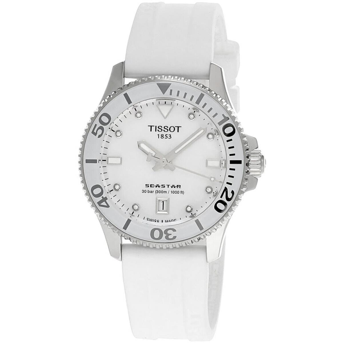 Tissot Seastar 1000 36MM Mop Dial SS Unisex Watch T120.210.17.116.00 - Dial: white mother-of-pearl, Band: White, Bezel: White