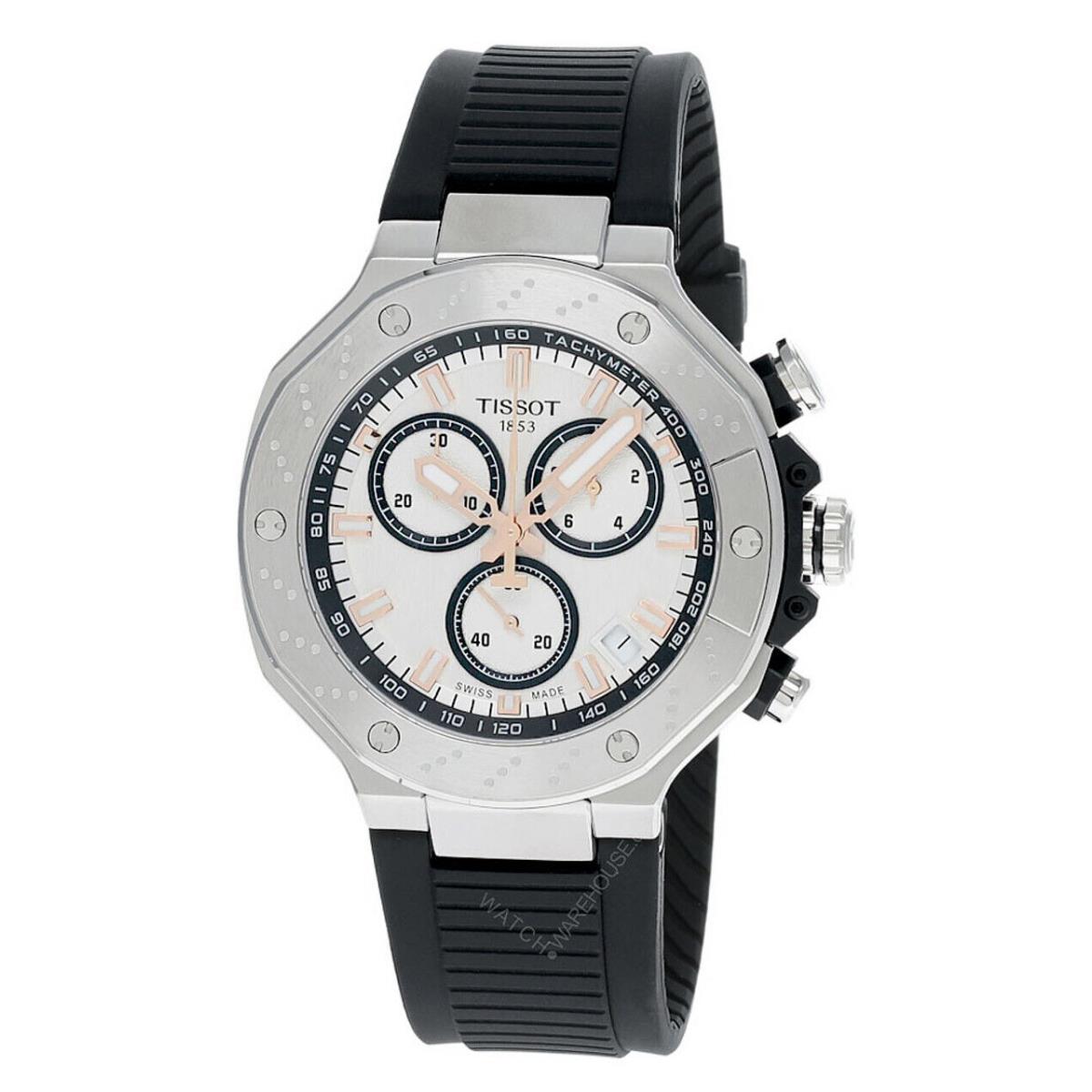 Tissot T-race Chrono 45MM Qtz White Dial Rubber Men`s Watch T141.417.17.011.00