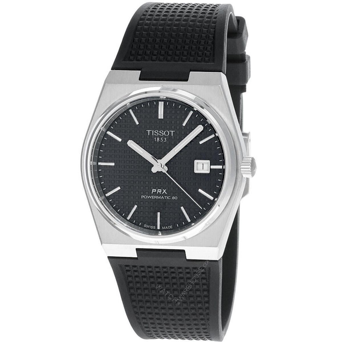 Tissot Prx 40MM Powermatic 80 Black Dial Rubber Men`s Watch T137.407.17.051.00