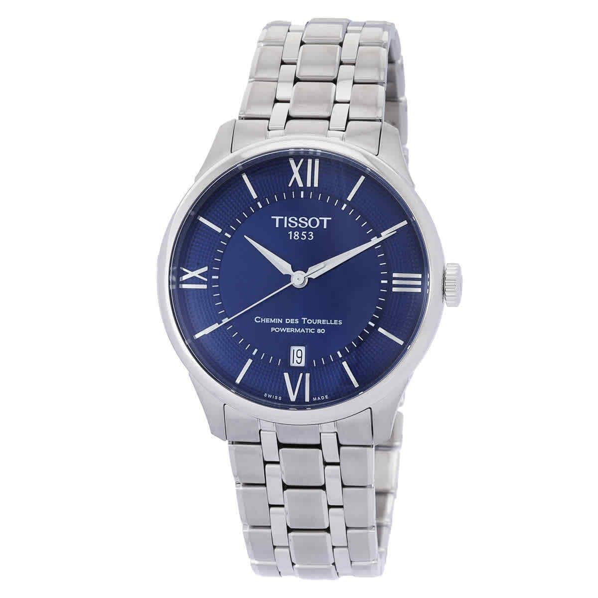 Tissot Chemin Des Tourelles Automatic Blue Dial Men`s Watch T1398071104800 - Dial: Blue, Band: Gray, Bezel: Silver