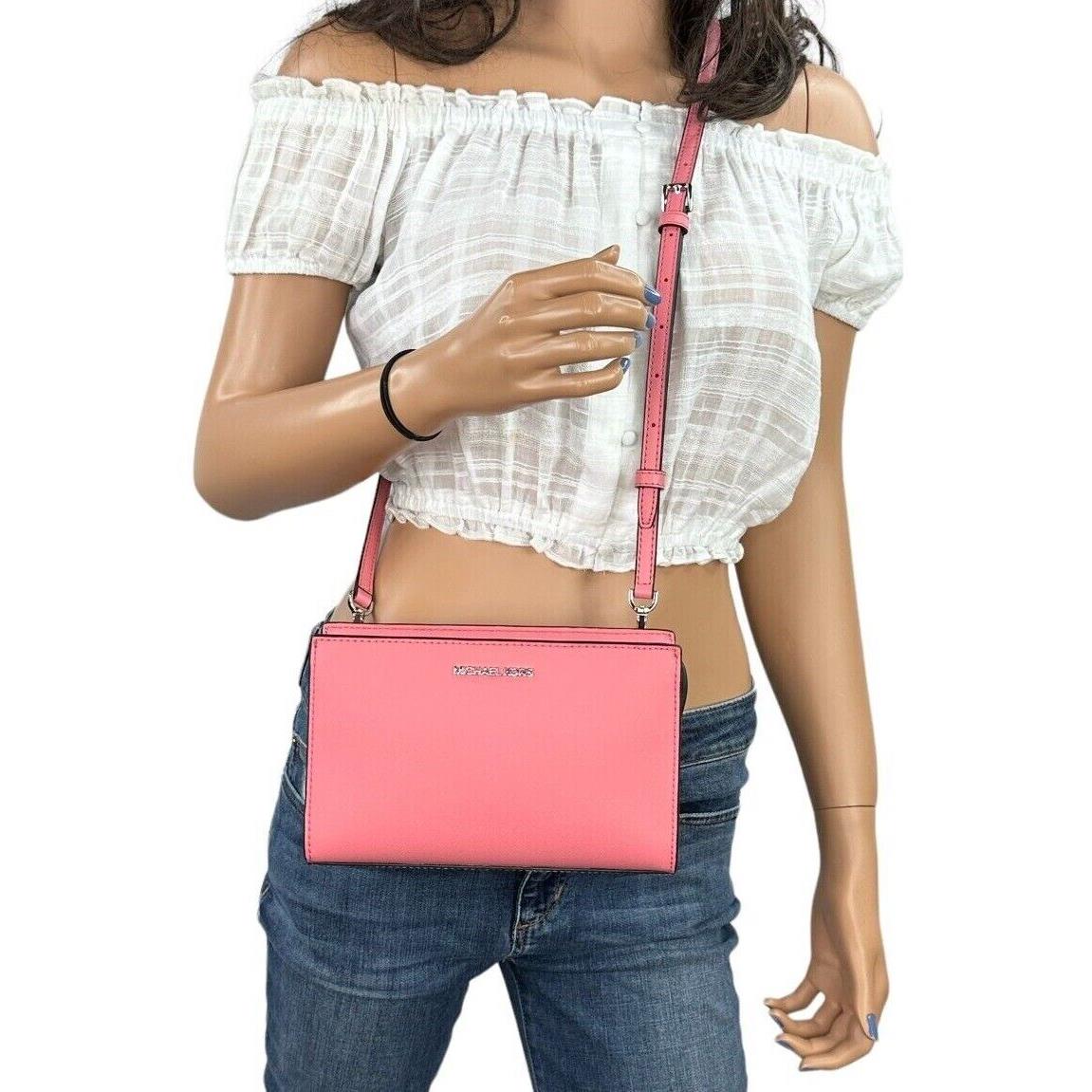 Michael Kors Sheila Small Mini East West Top Zip Shoulder Crossbody Bag TEA ROSE