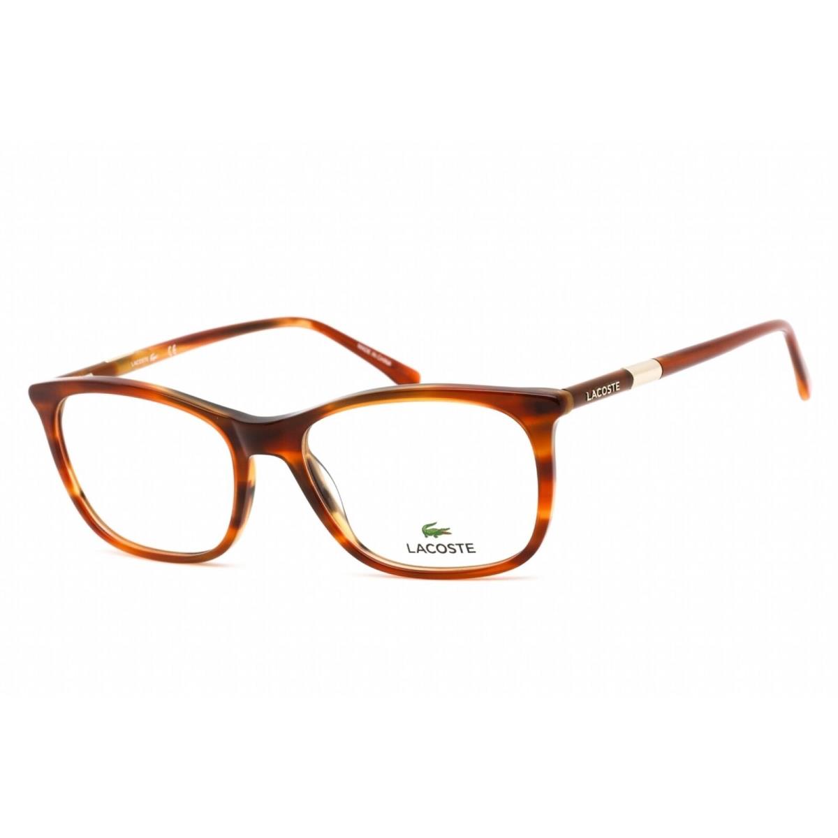 Lacoste Women`s Eyeglasses Full Rim Rectangular Havana Plastic Frame L2885 214