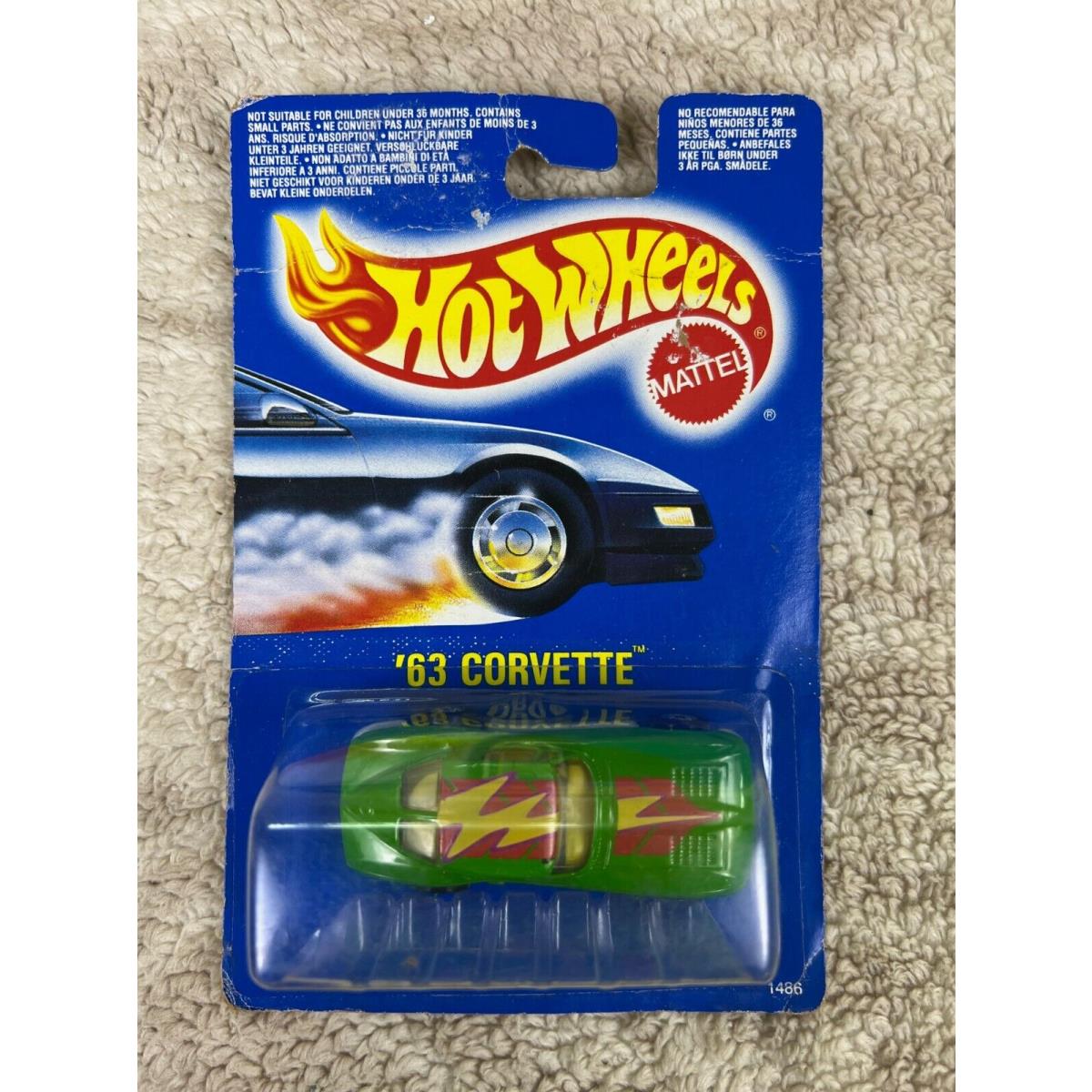 Hot Wheels International Blue Card 63 Corvette Green Error HW02