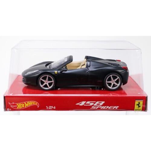 Hot Wheels Ferrari 458 Spider BLY65 Never Removed From Box 2014 Black 1:24