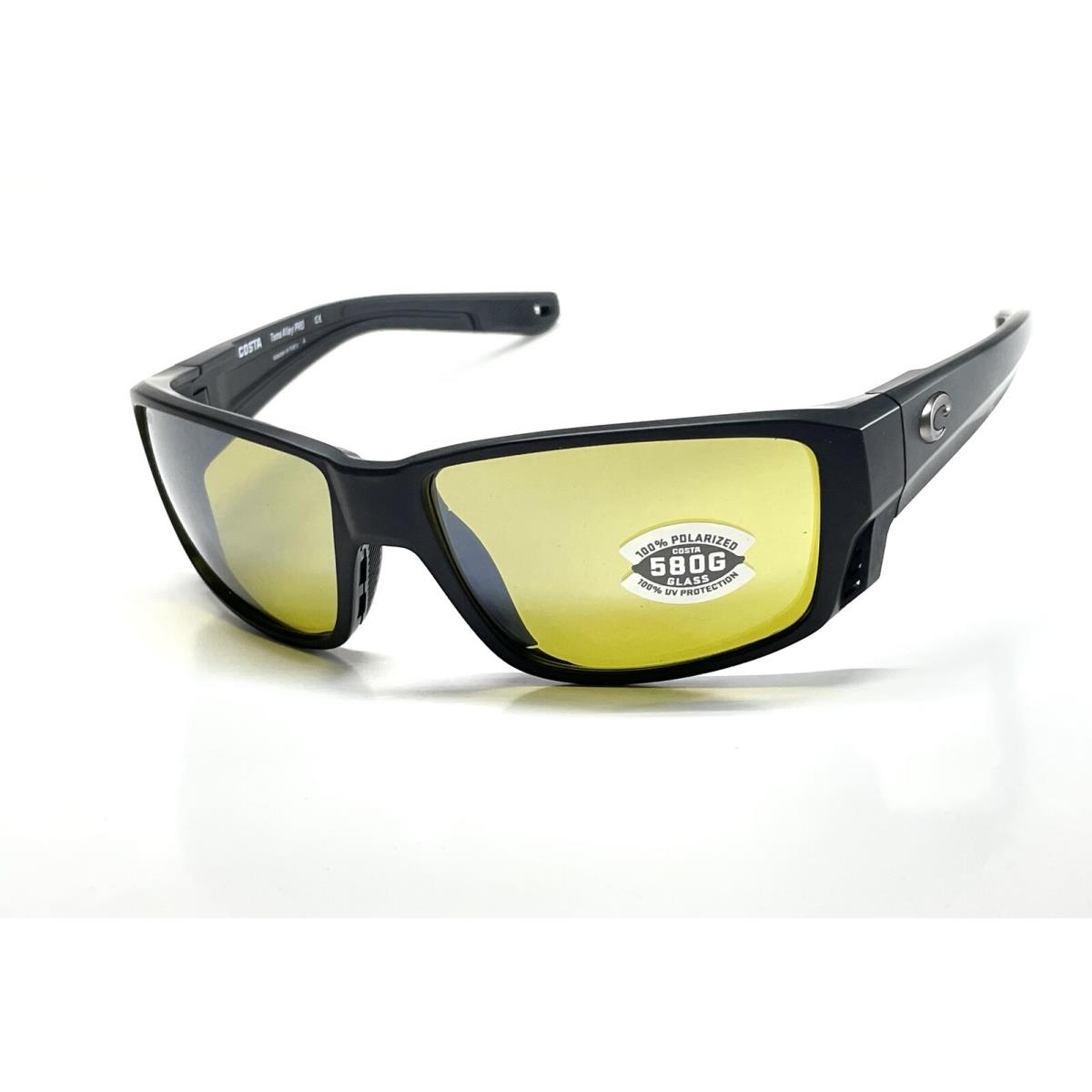 Costa Del Mar Tuna Alley Pro Black Frame Sunrise Silver Mirror 580G Glass Lens