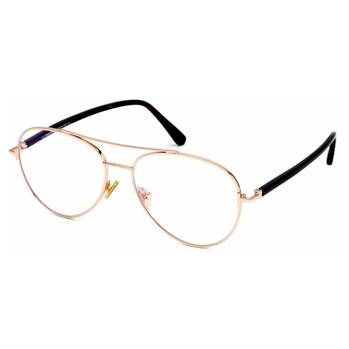 Tom Ford Men`s Eyeglasses Shiny Rose Gold Aviator Metal Frame FT5684-B 028