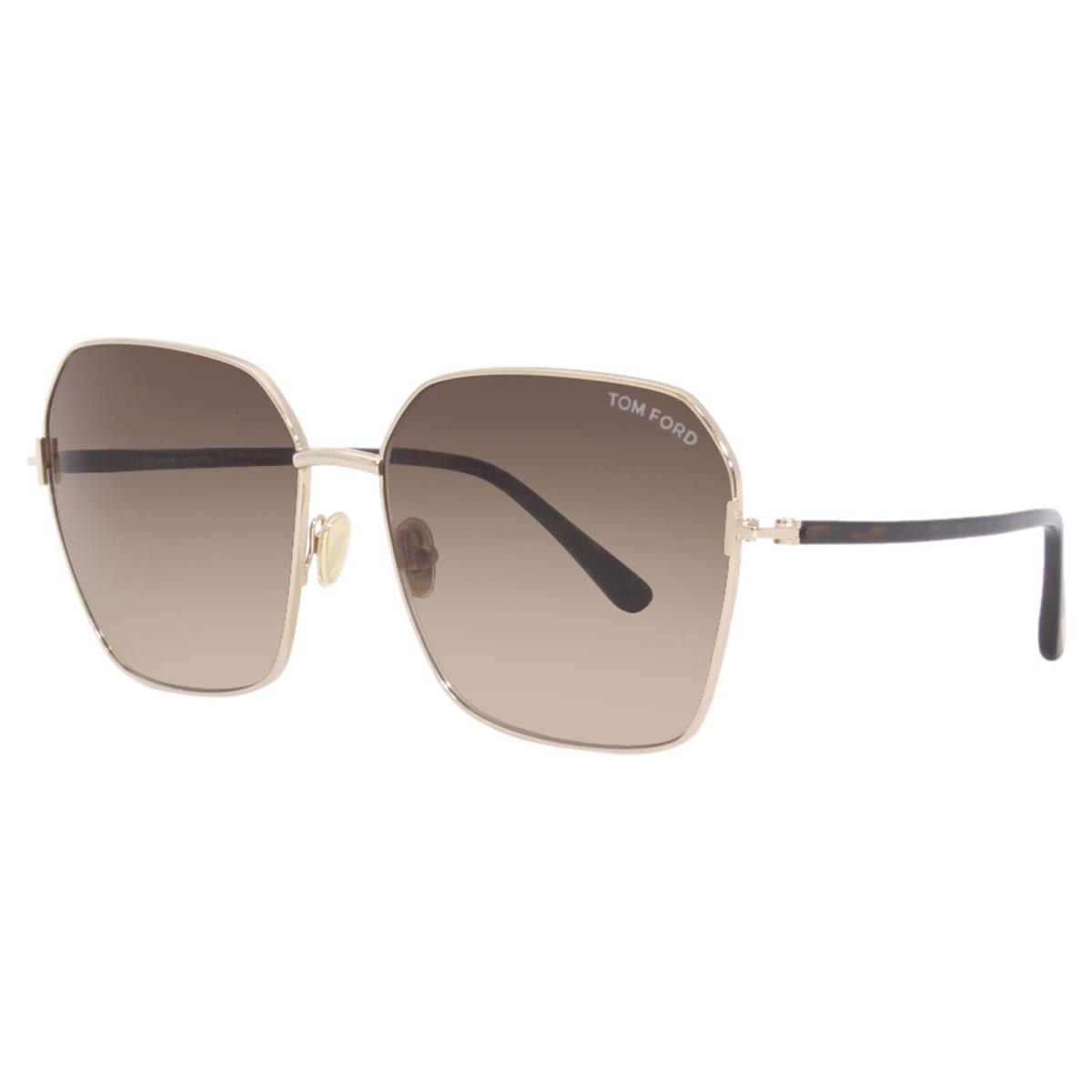 Tom Ford Claudia-02 TF839 52F Sunglasses Rose Gold-havana/brown Gradient Lenses