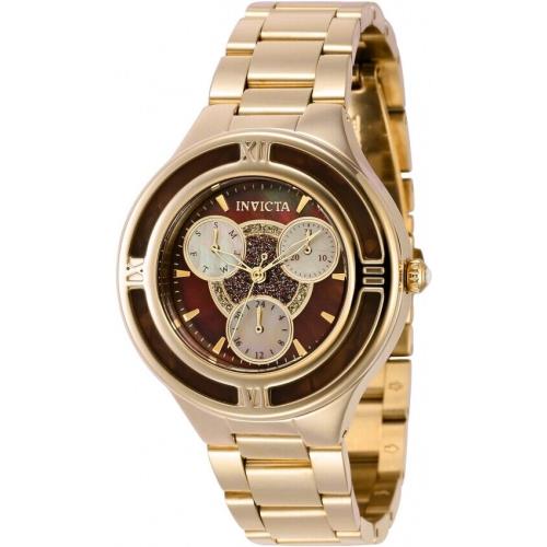 Invicta Women`s 39614 Angel Quartz Chronograph Gold Brown Dial Analog Watch