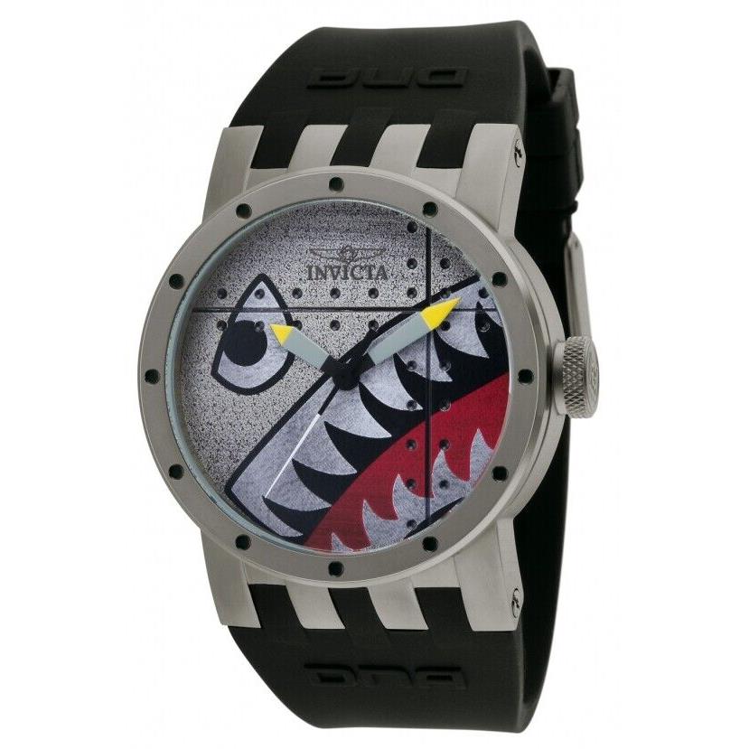 Invicta Men`s 11651 Dna Bomber Brushed Black and Grey Dial Black Silicone Watch - Black, Grey