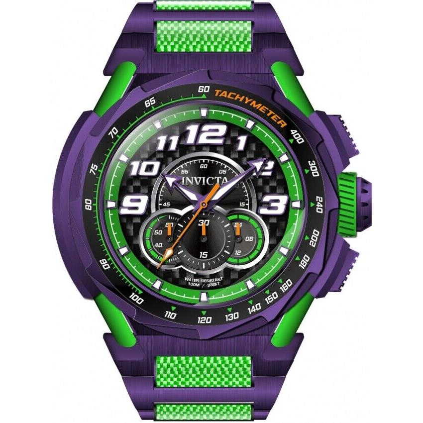 Invicta Mens S1 Rally Chronograph 50mm Green Dial Gmt Stainless Steel Band Watch