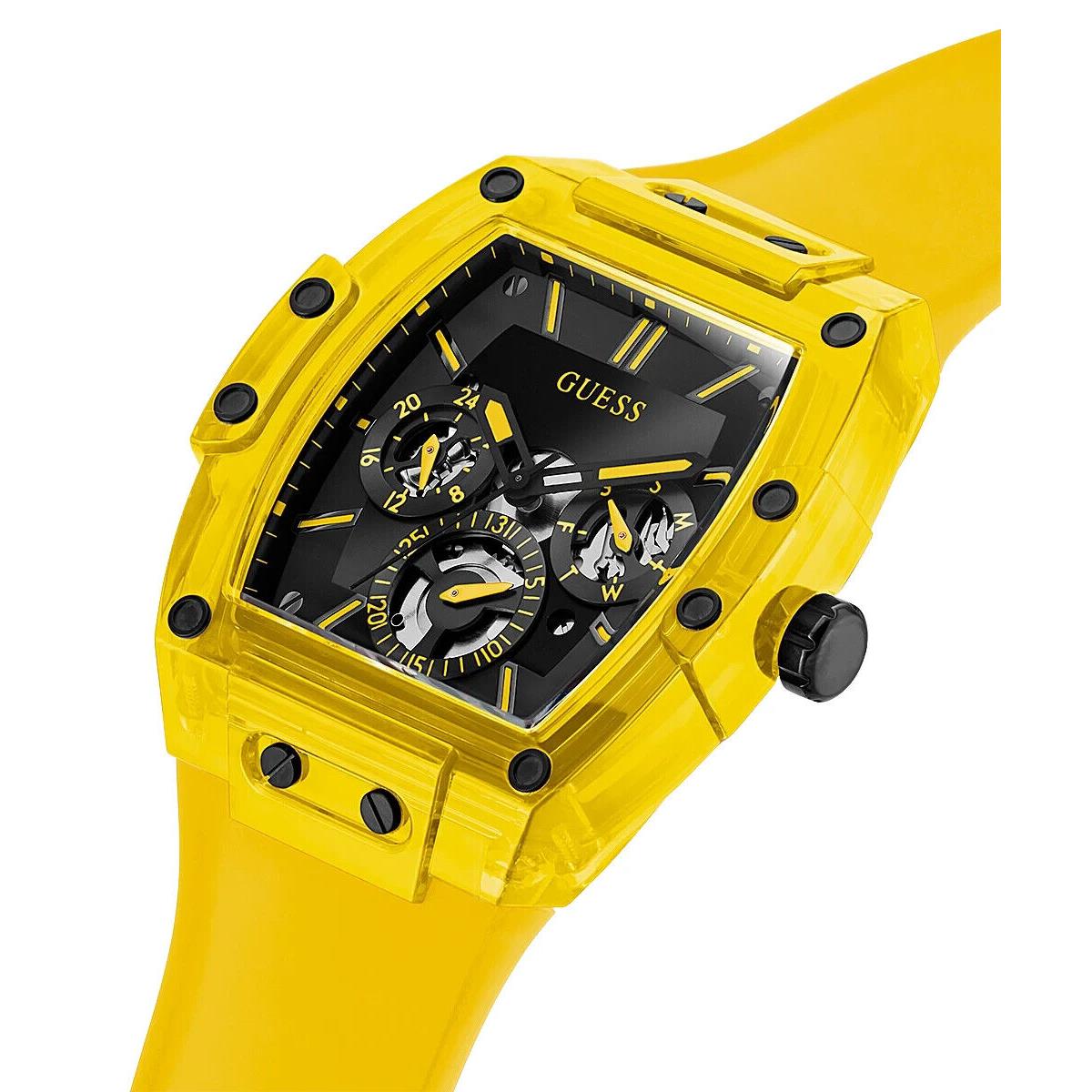 Guess Men`s Phoenix 41.5mm Yellow Silicone Quartz Watch - GW0203G6 - Dial: Yellow, Band: Yellow, Bezel: Yellow