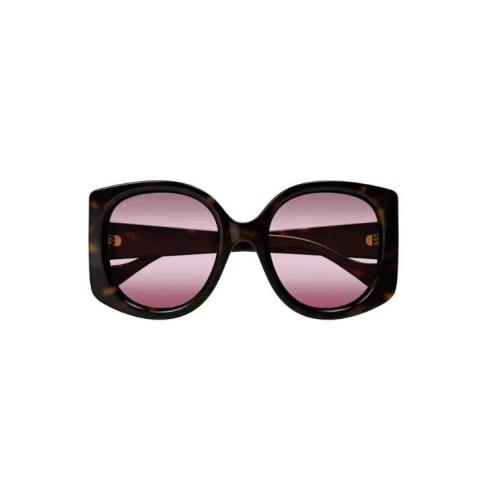 Gucci GG1257S 003 Havana/red Gradient Square Women`s Sunglasses - Frame: Havana, Lens: Red