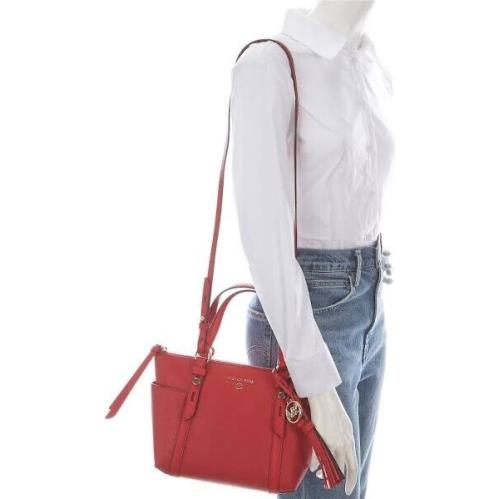 Michael Kors Sullivan Small Convertible Top Zip Red Leather Tote Crossbody