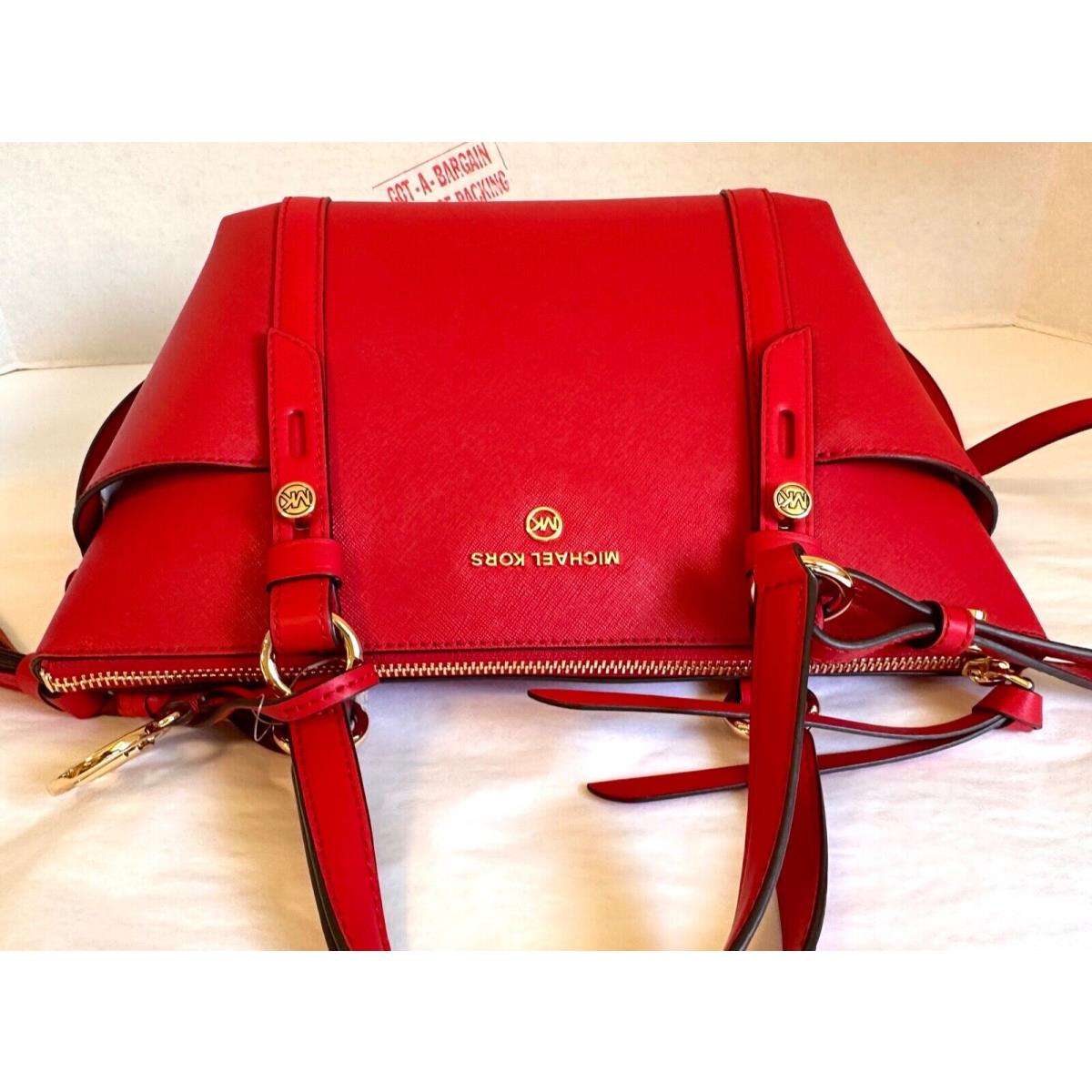 NWT Michael Kors Sullivan Small Convertible Top Zip Red Leather Tote  Crossbody