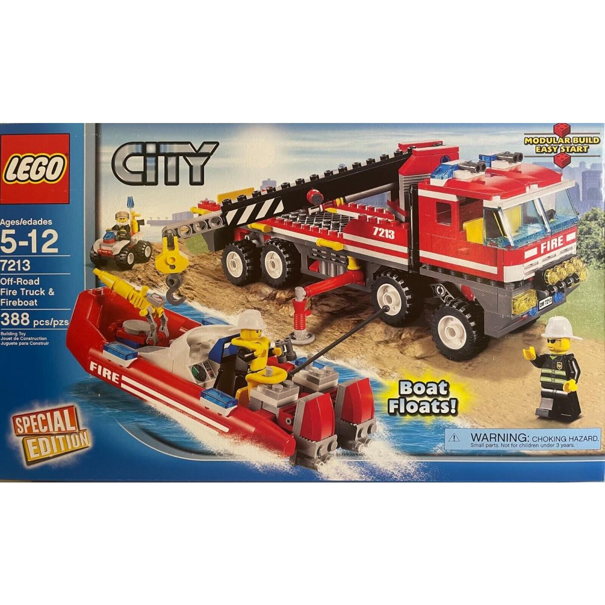 Lego 7213 Off Road Fire Truck Fireboat Retired Set