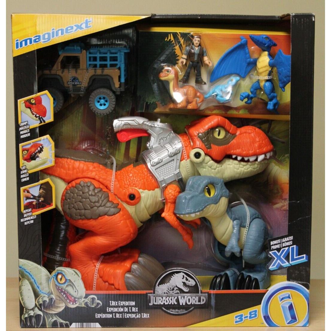 Imaginext Jurassic World T Rex Expedition Play Set Dinosaur Toys 7-Piece Trex