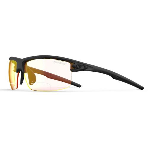 Tifosi Rivet Blackout Crystal Gunmetal White Satin Tactical Readers Sunglasses +2.0 Blackout Clr Red Fototec Reader