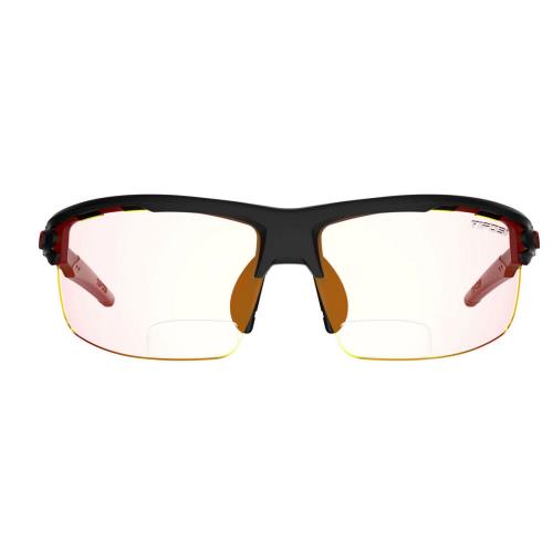 Tifosi Rivet Blackout Crystal Gunmetal White Satin Tactical Readers Sunglasses +2.5 Blackout Clr Red Fototec Reader