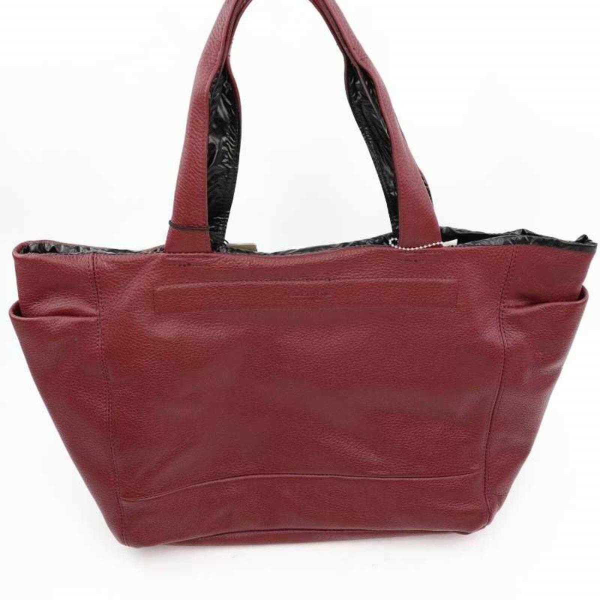 Kenneth Cole Womens Stanton Reversible Tote Bag Red Textured Leather M