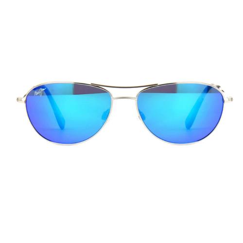 Maui Jim Baby Beach Silver Polarized Blue Lens Sunglass B245-17 - Frame: Silver, Lens: Blue