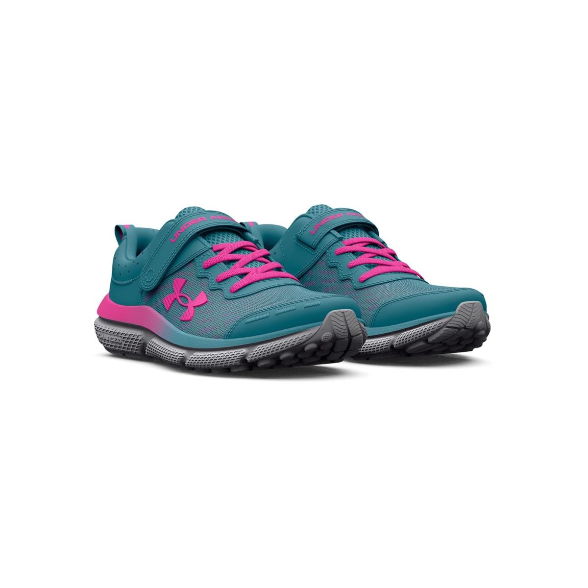 Girl`s Shoes Under Armour Kids Assert 10 Alternate Closure Little Kid Glacier Blue/Halo Gray/Rebel Pink