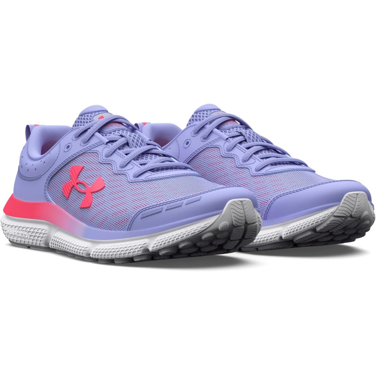 Girl`s Sneakers Athletic Shoes Under Armour Kids Assert 10 Big Kid Purple Ice/Halo Gray/Pink Shock