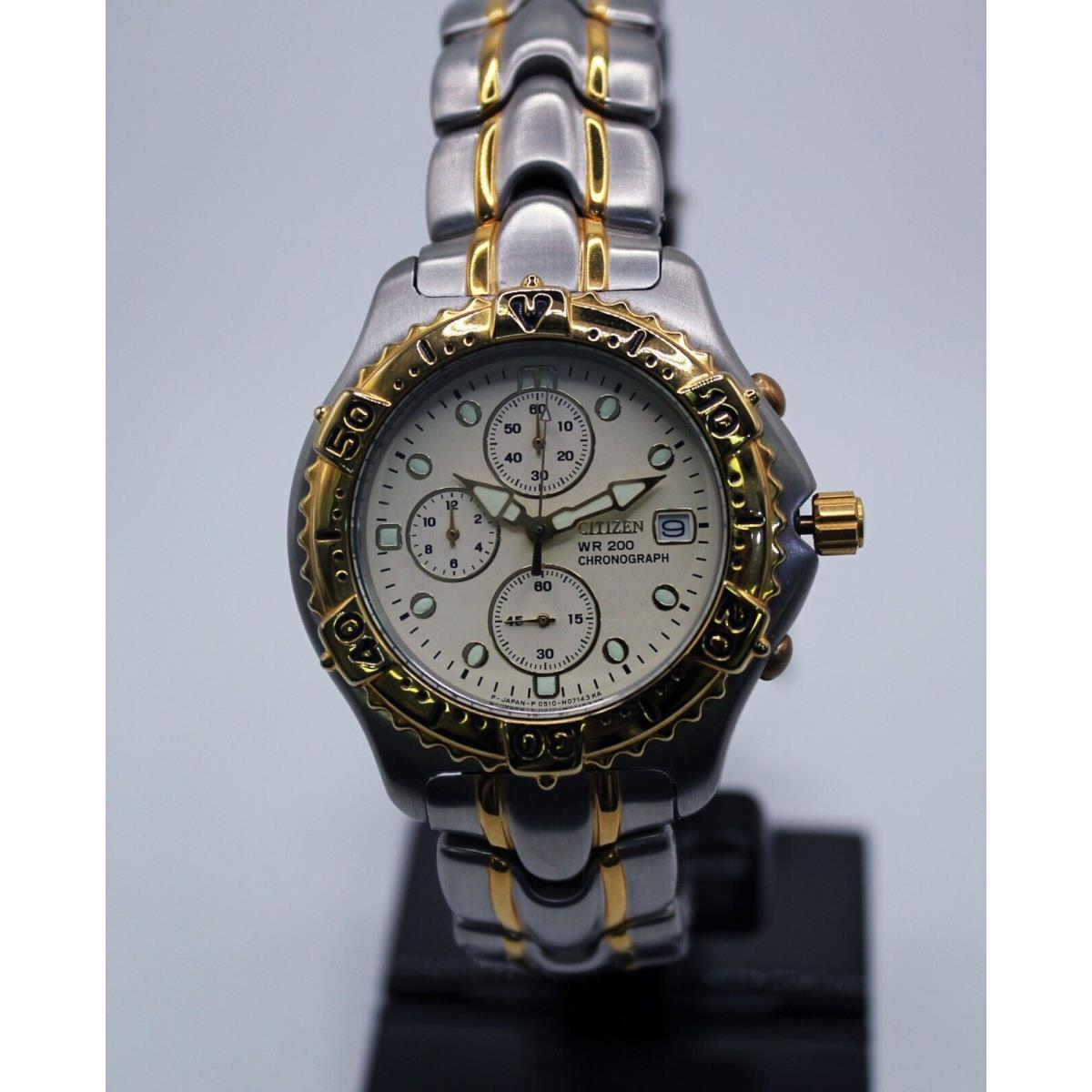 Citizen Chrono Cream Dial 2-Tone SS Men`s Watch AN0444-59A