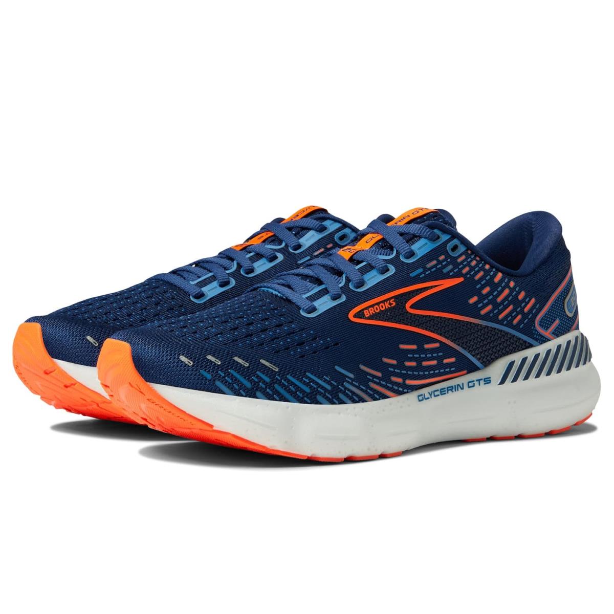 Man`s Sneakers Athletic Shoes Brooks Glycerin Gts 20 Blue Depths/Palace Blue/Orange