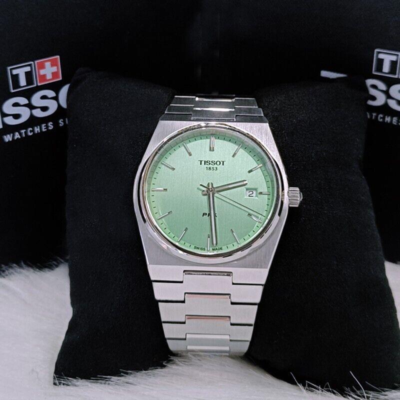 Men Tissot Classic PRX/316L Mint Green Quartz Watch T137.410.11.091.01 40mm