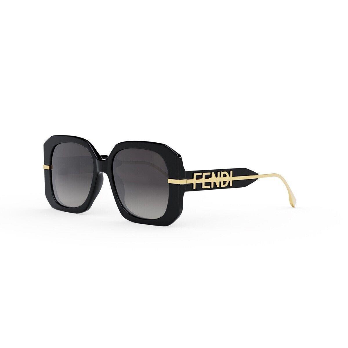 Fendi FE40065I Shiny Black-light Grey Lens Women`s Sunglasses