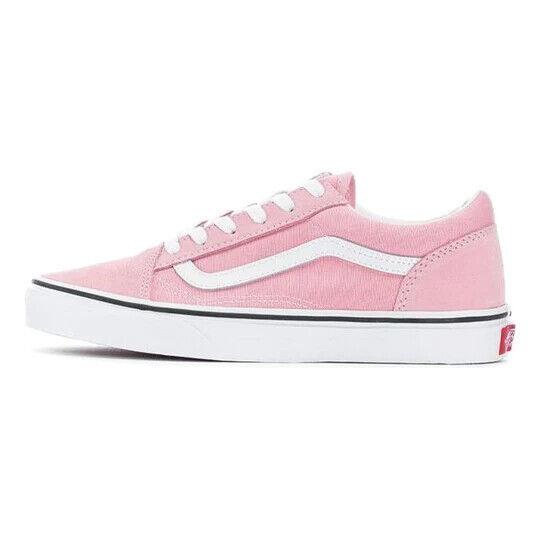 Vans Old Skool VN0A4UHZ9AL Unisex Kid`s Pink White Skate Sneaker Shoes NR706 - Pink & White