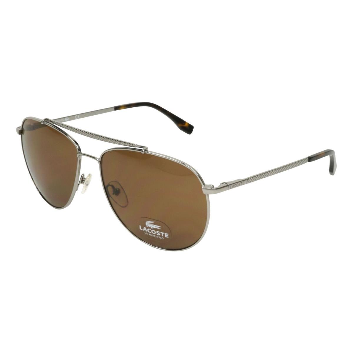 Lacoste Sunglasses L177S-033-57 57mm 140mm 15mm with Case - Frame: Silver, Lens: Brown