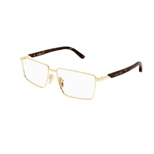 Balenciaga BB0247O 002 Gold-havana Rectangular Men`s Eyeglasses