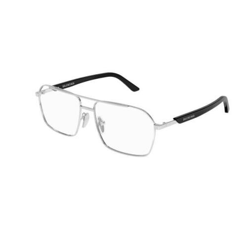 Balenciaga BB0248O 001 Silver-black Square Men`s Eyeglasses