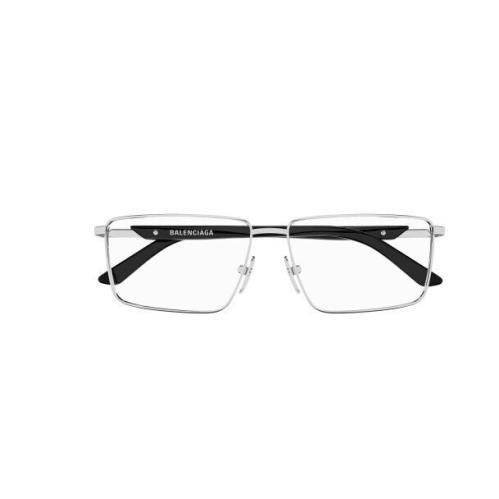 Balenciaga BB0247O 001 Silver-black Rectangular Men`s Eyeglasses