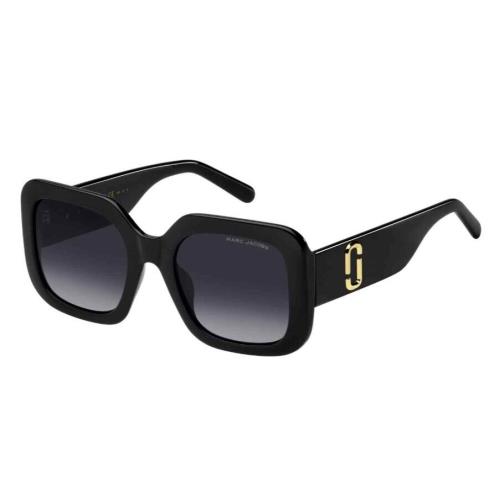 Marc Jacobs MARC-647/S 008A/WJ Black/grey Polarized Square Sunglasses - Frame: Black, Lens: Grey