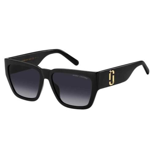Marc Jacobs MARC-646/S 008A/WJ Black/grey Polarized Rectangular Sunglasses - Frame: Black, Lens: Brown