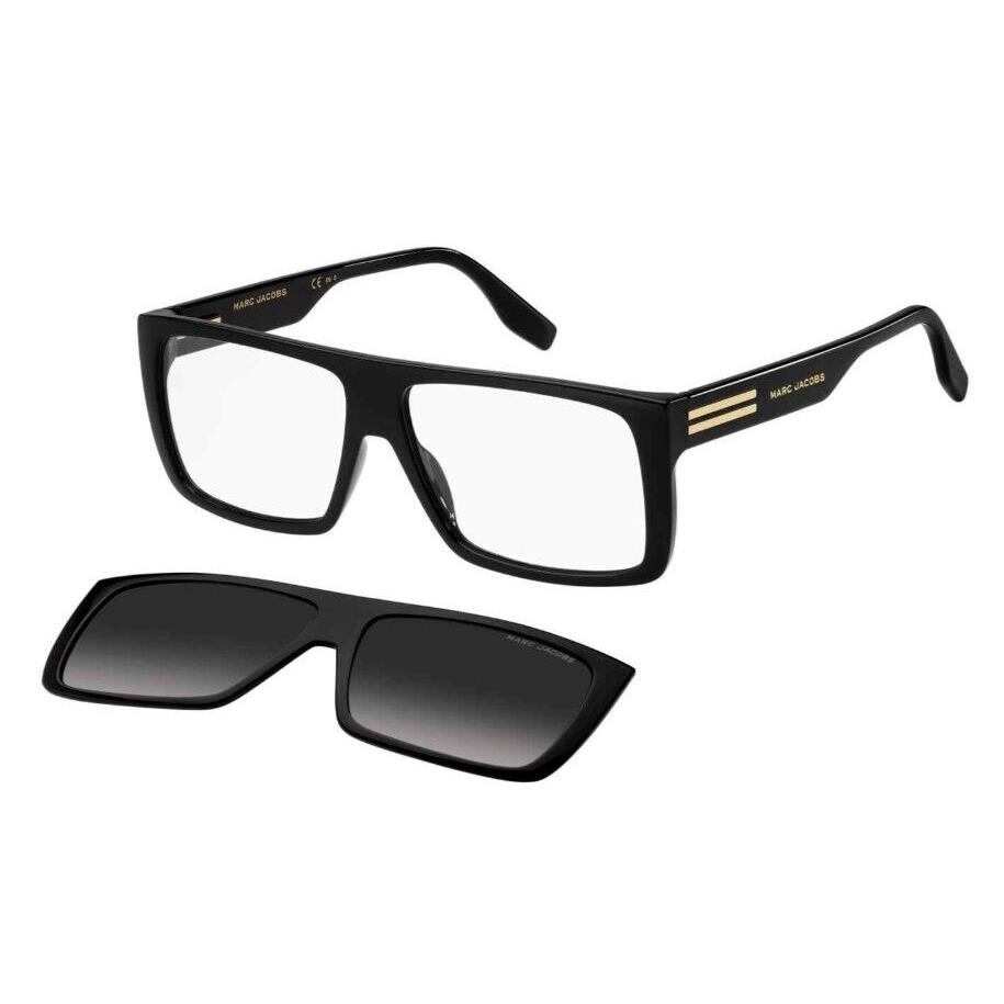 Marc Jacobs MARC-627/CS 0807-9O Black Rectangular Men`s Eyeglasses with Clip-ons