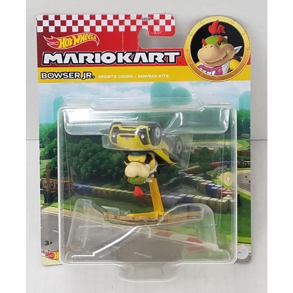 Hot Wheels Mario Kart Bowser Jr. Sports Coupe + Kite Rare Error Upside-down