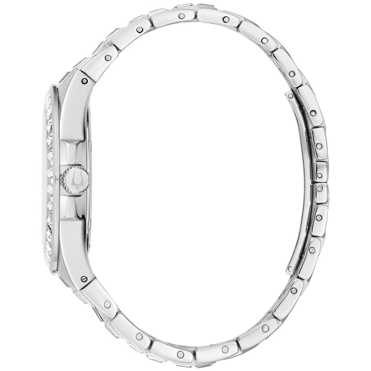 Bulova Crystal Mens Crystal Bul Quartz Silver Stainless Steel Watch 42 MM 96A254
